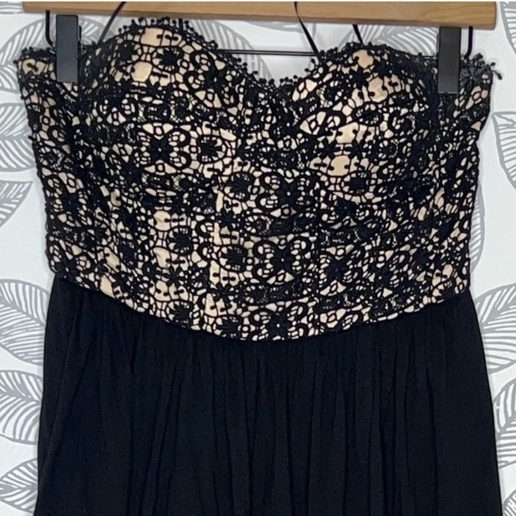 Anthropologie Lil Lace Corset Dress 6 Black Beige Boho Whimsigoth Fairy Coquette - Picture 2 of 14